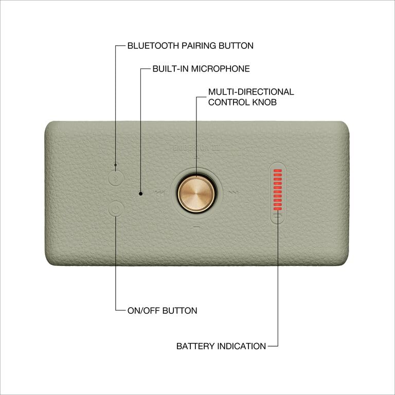 51rXVowVtaL Marshall Emberton III Compact Portable Bluetooth Speaker with 32+ Hours of Playtime, (360° Sound), Dust & Waterproof (IP67) – Sage. - Image 4